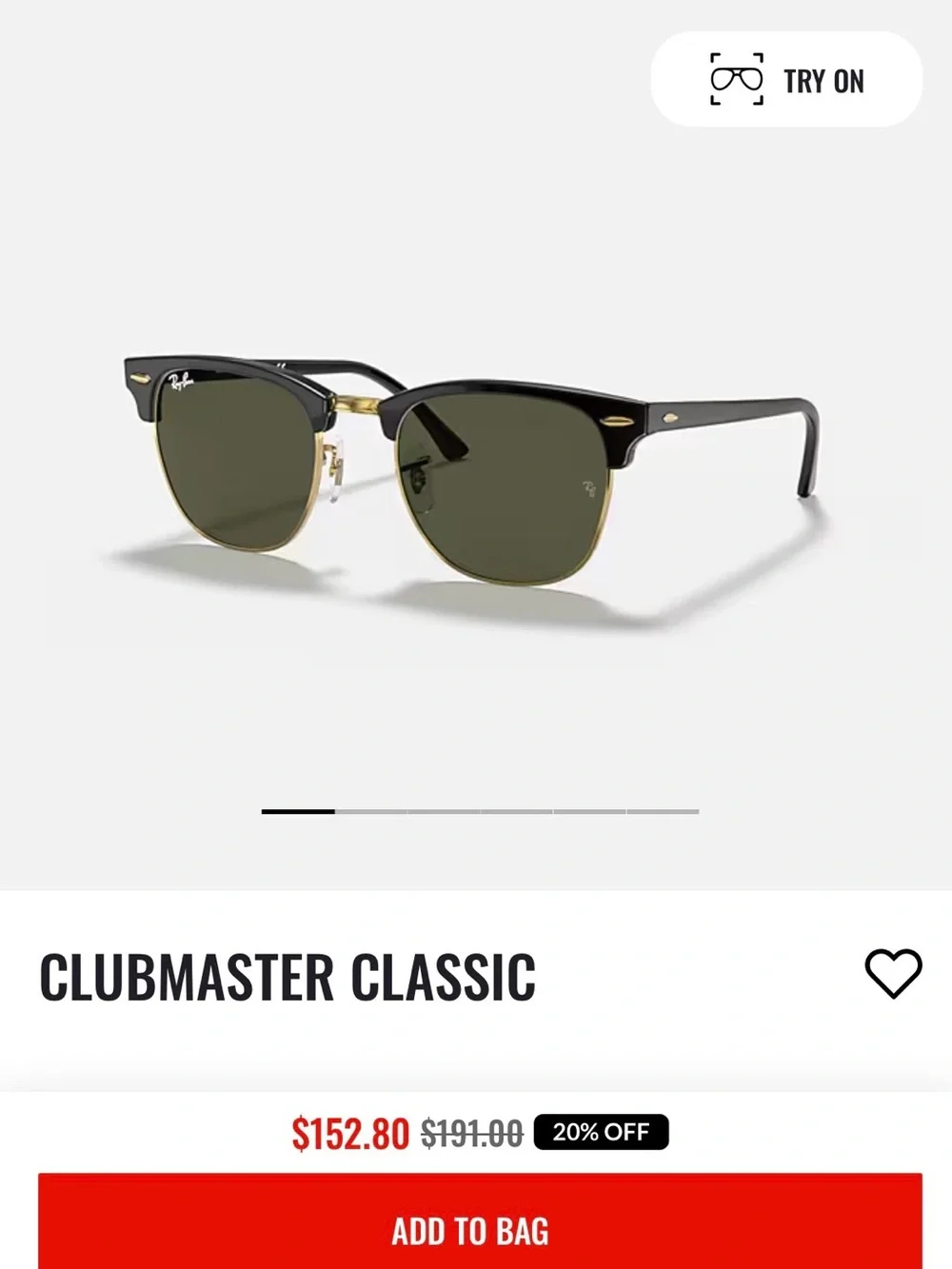 Ray-Ban Clubmaster Sunglasses in Black and Gold with Dark Green Lenses